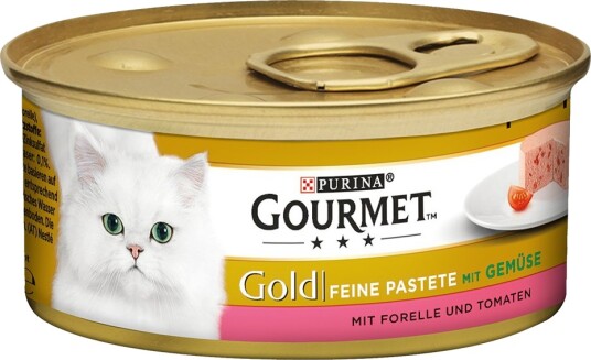 Gourmet våtfôr Gold Fine Paté Våtfôr Ørret & Tomat 48x85 g