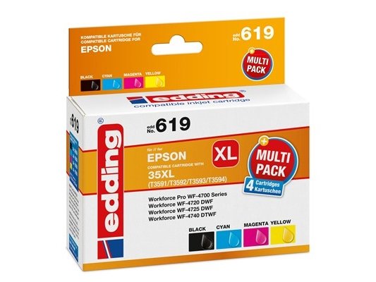 Edding Edd-619 Høyt (Xl) Utbytte 50 Ml 25,4 Ml 2600 Sider 4 Stykker Multipakke