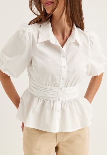 Waist Detail Cotton Blouse