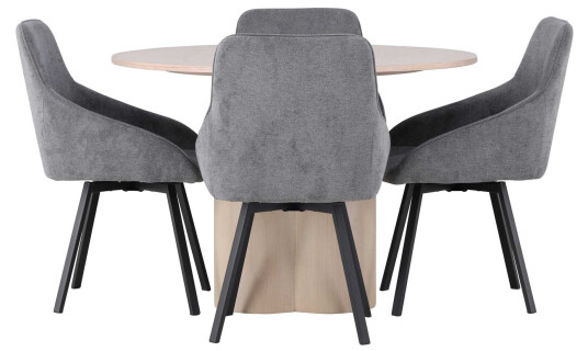 Venture Design Olivia & Rosie spisegruppe Grå/whitewash 4 stoler & bord 110 cm