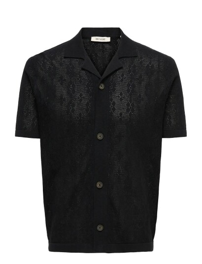 ONLY & SONS Onsken Life Reg 12 Ss Shirt Knit Black XXL ONLY & SONS Onsken Life Reg 12 Ss Shirt Knit Black XXL