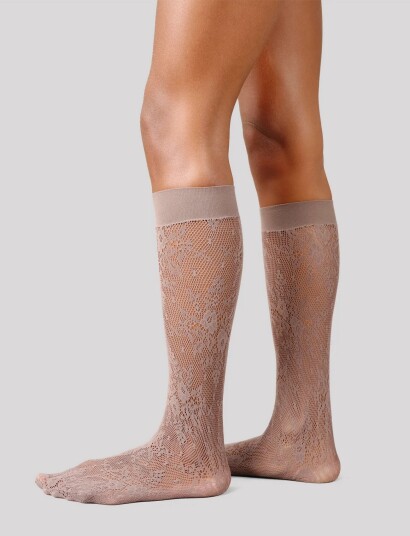 Swedish Stockings Rosa Lace Knee Highs   Grey   ONE SIZE