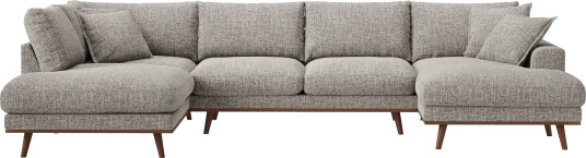 Copenhagen Premium 5 personers Venstrevendt U formet Dyb Sofa med Divan og Chaiselong i Chenille Grå