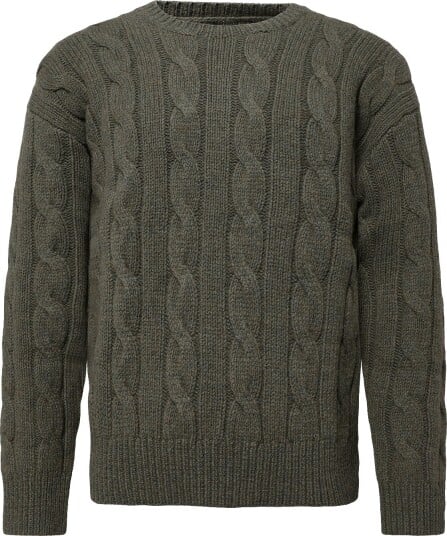Polo Ralph Lauren Relaxed Fit Cable Wool Blend Sweater   TRERON OLIVE HTHR   XXL