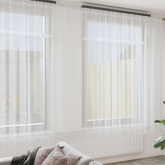  Blondegardin med gardiner Hvit 1200 x 300 cm Polyester