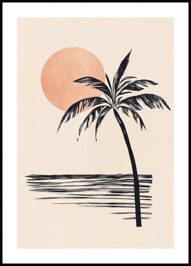 Coconut Tree with Sunset Illustration Plakat Plakat / 40x50cm Coconut Tree with Sunset Illustration Plakat Plakat / 40x50cm