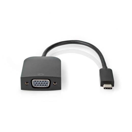Nedis Usb c Adapter USB 3.2 Gen 1 Hann VGA Hun 15p 1920x1200 5 Gbps 0.20 M Rund Nikkel Belagt PVC Sort P