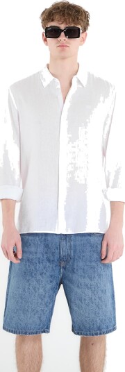 Calvin Klein Linskjorte LS Solid Linen Classic Shirt Hvit