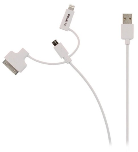 Valueline 2-i-1 Sync og Ladekabel USB A Han - Mikro B-Han 1.00 m Hvit
