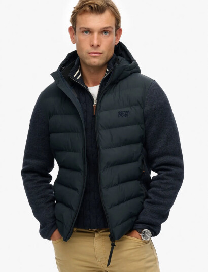 Superdry Hooded Storm Knit Hybrid Jkt Navy XXXL Superdry Hooded Storm Knit Hybrid Jkt Navy XXXL