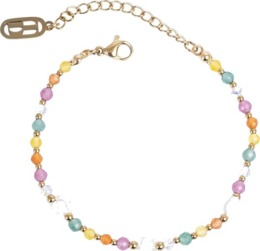A&C Sunkisses armbånd i forgylt stål med fargerike glassperler