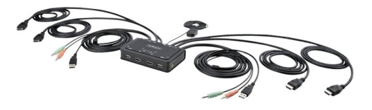 Startech.Com 2-Port Dual-Monitor Hdmi Cable Kvm Switch, 4K 60Hz, Compact Kvm With 5Ft/1.5M Usb-A/Hdmi/Audio Integrated Cables, Bus Powered - Remote Push Button/Hotkey Switching (C2-Dh46-Ua2-Cbl-Kvm) - Kvm / Lyd / Usb-Svitsj - Kompakt - 2 X Kvm/Lyd/U Startech.Com 2-Port Dual-Monitor Hdmi Cable Kvm Switch, 4K 60Hz, Compact Kvm With 5Ft/1.5M Usb-A/Hdmi/Audio Integrated Cables, Bus Powered - Remote Push Button/Hotkey Switching (C2-Dh46-Ua2-Cbl-Kvm) - Kvm / Lyd / Usb-Svitsj - Kompakt - 2 X Kvm/Lyd/U