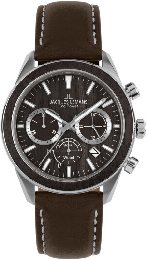 Jacques Lemans Herreklokke 1 2115C Eco Power Solar Brun/Lær Ø44 mm Jacques Lemans Herreklokke 1 2115C Eco Power Solar Brun/Lær Ø44 mm