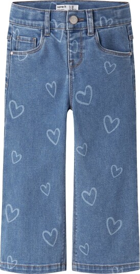 Name It Jeans Bred NmfRose Medium+ Blue Denim/Hearts Name It 4 år (104) Jeans Blå