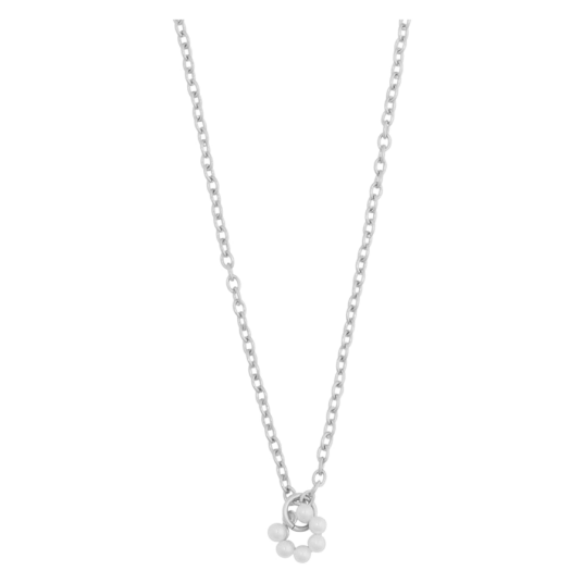 Snö Of Sweden Eira Pearl Circle Pendant Neck Silver and White 50c Snö Of Sweden Eira Pearl Circle Pendant Neck Silver and White 50c