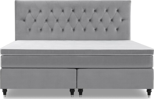Royal Velvet Komplett Sengepakke 210x210 cm Lysegrå Fløyel/Dreide Ben