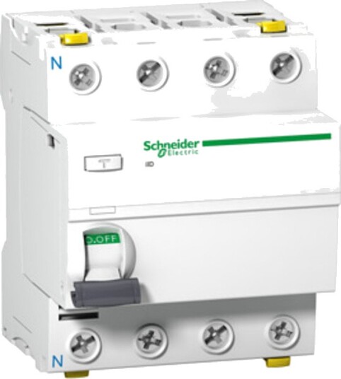 Schneider Electric Acti 9 iID Jordfeilbryter A, 4-polet 63 A, 500 mA, Stikkontakter & kabler
