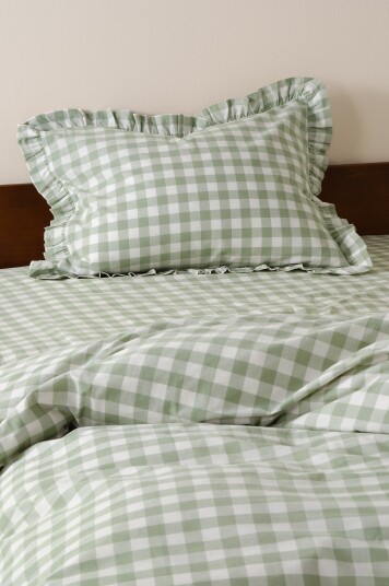 Jotex Frill Putetrekk Med Volang 50x70 Cm Grågrønn/hvit LAUREN 195249408136