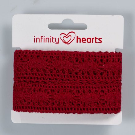 Infinity Hearts Blondebånd Polyester 25mm 10 Vinrød 5m