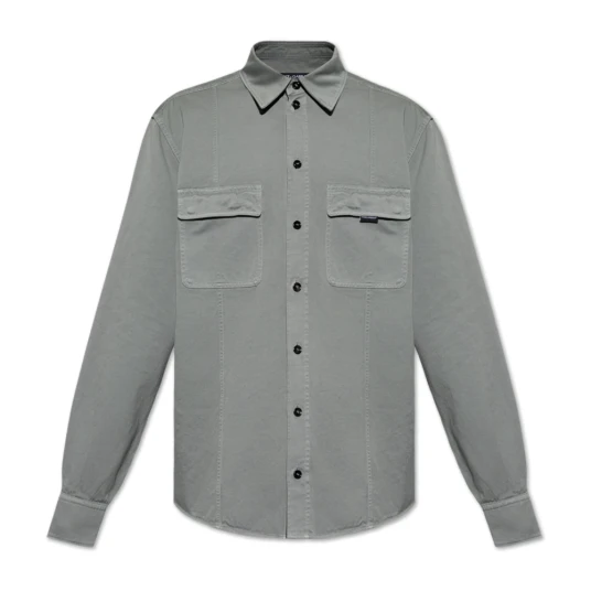 Dolce & Gabbana, Herre, Skjorter, Grå, L, Dolce & Gabbana, Herre, Skjorter, Grå, L,