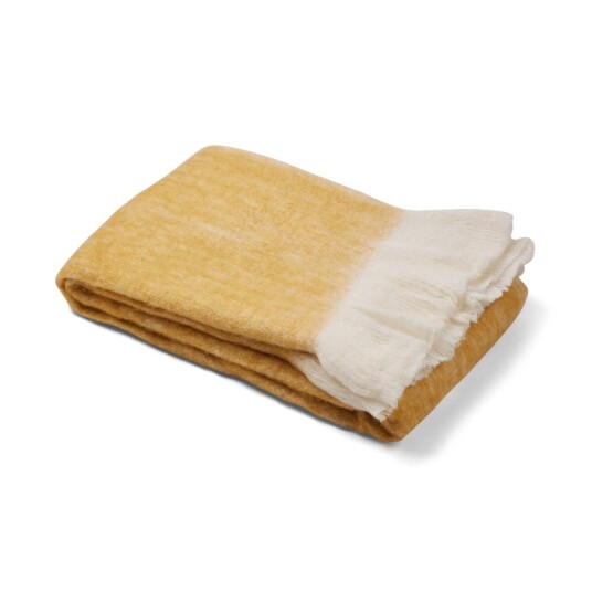 Warm & Comfy Ullpledd Mohair mix 130x170 cm Sennep