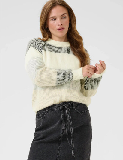 Kaffe Kaneve Crewneck Pullover - White - XS Kaffe Kaneve Crewneck Pullover - White - XS