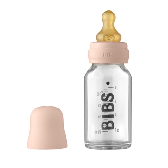 BIBS 110ml Tåteflaske i Glass med Naturgummi - Blush BIBS 110ml Tåteflaske i Glass med Naturgummi - Blush