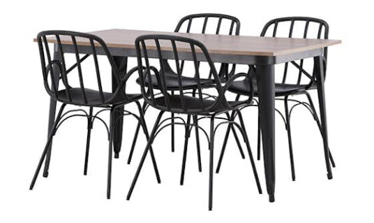 Spisegruppe Venture Home Tempe 140 cm med 4 Dyrön Stoler