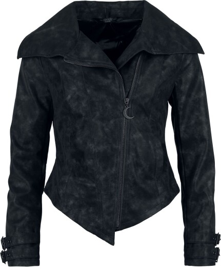 KIHILIST by KILLSTAR   Goth Bikerjakke   Lunar Lycan Jacket   XS til 4XL   Damer   svart