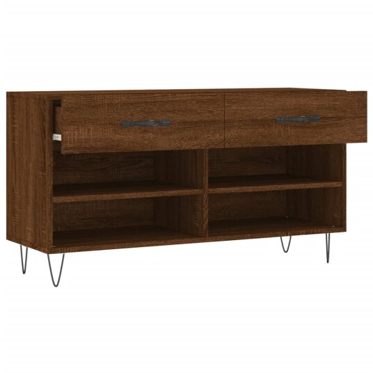 vidaXL Skobenk brun eik 102x35x55 cm konstruert tre