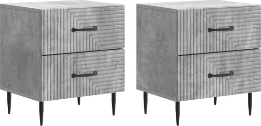 Nattbordskap 2 pcs Betonggrå 43 x 34,5 x 47,5 cm Konstruert tre