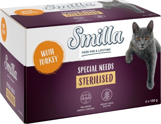Smilla Våtfôr Sterilised Skåler Pur Kalkun 6 X 100 G