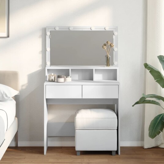 Sminkebord med LED hvit 80x41x134,5 cm Sminkebord med LED hvit 80x41x134,5 cm