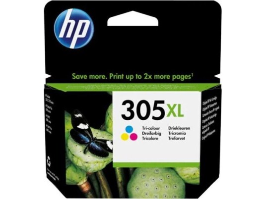 HP 305XL høykapasitet trefargers, original blekkpatron, Høyt (XL) utbytte, Fargestoffbasert blekk, 5 ml, 200 sider, 1 stykker, Multipakke