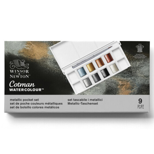 Winsor & Newton Cotman Akvarellmaling Metallic Set 8 ½ Half Pans