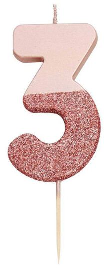 Talking Tables Kakelys Tall Roségull/Glitter - 3 År