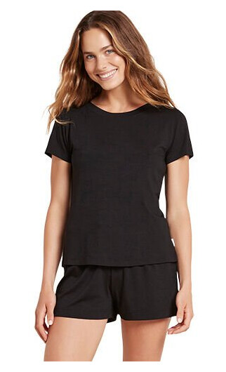 Boody Bambus Dame Natt T-shirt Svart - 1 Stk