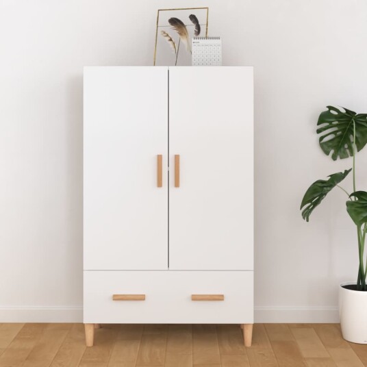 vidaXL Highboard høyglans hvit 70x31x115 cm konstruert tre