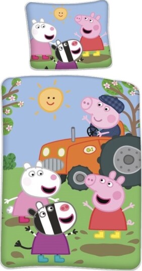 Barnesengetøy Peppa Gris på landet Vendbart sengesett 100% bomull sengelinned Barnesengetøy Peppa Gris på landet Vendbart sengesett 100% bomull sengelinned
