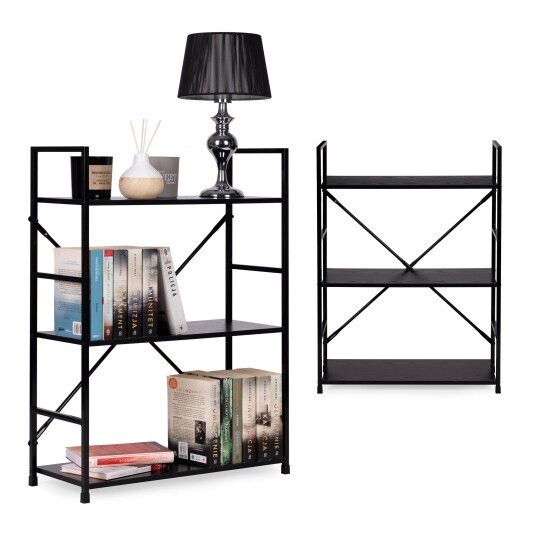 Trehyller trehylle metallramme bred LOFT ModernHome Svart
