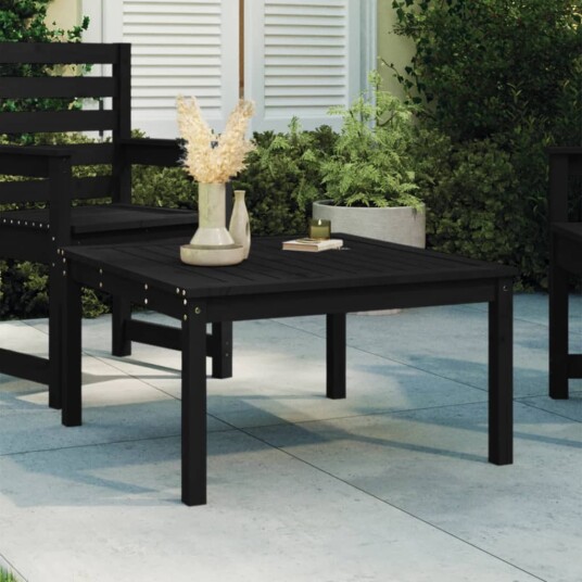 vidaXL Hagebord svart 82,5x82,5x45 cm heltre furu