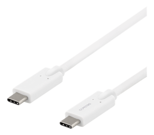 Deltaco USB-C til USB-C Kabel 2m 5Gbps 5A Hvit