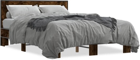 Sengeramme røkt eik 120x190 cm konstruert tre og metall 8721102614156