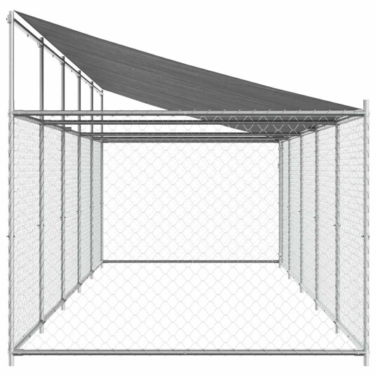 Vidaxl Hundebur Med Tak Og Dør Grå 10X2X2 M Galvanisert Stål