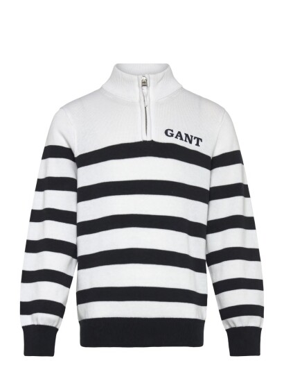 Gant Kids Gant Knitted Breton Stripe Zip Funnel White 128