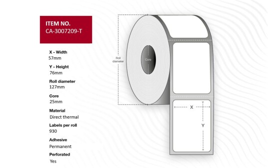 CAPTURE Label 57 x 76mm Core 25mm,
