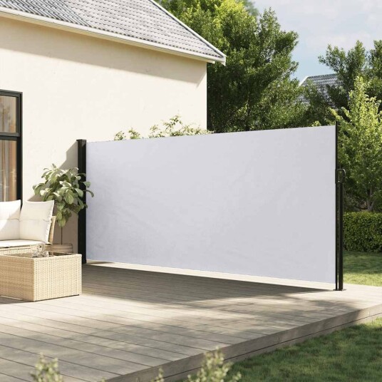 Uttrekkbar sidemarkise hvit 180x600 cm 4004541