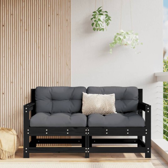  Utendørs hjørnesofaer 2 stk svart heltre furu 825510