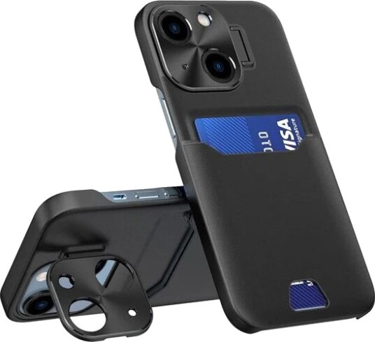 Hurtel Leather Stand Case for Samsung Galaxy S23 card wallet cover with stand black