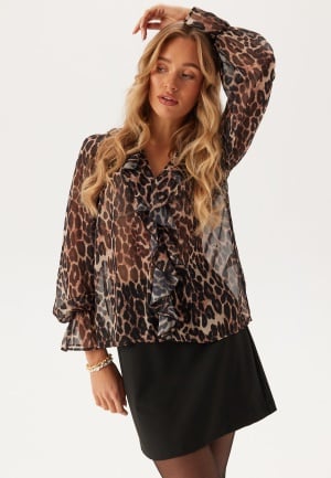 BUBBLEROOM Flounce Blouse Leopard L BUBBLEROOM Flounce Blouse Leopard L